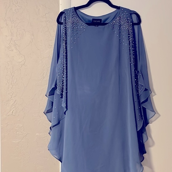 Women's Formal Dress Sz 8 Light Blue Floaty XSCAPE Studded Split Sleeve
Chiffon - Picture 11 of 15
